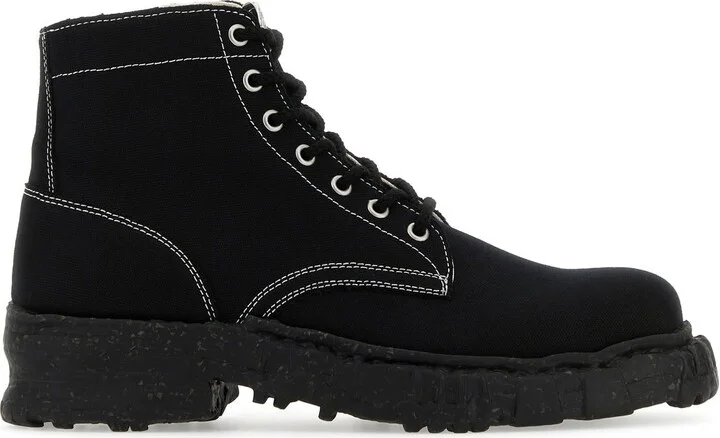 Black canvas ankle boots