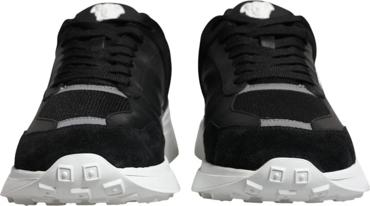 Black Canvas Quad Fabric Medusa Low Top Sneaker Men's Shoes - Image 2