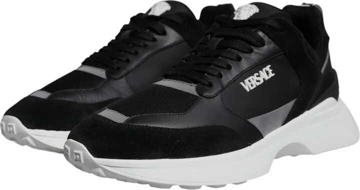 Black Canvas Quad Fabric Medusa Low Top Sneaker Men's Shoes - Image 3