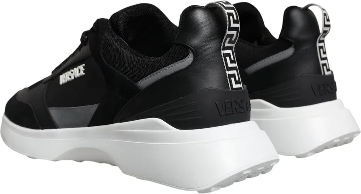 Black Canvas Quad Fabric Medusa Low Top Sneaker Men's Shoes - Image 4