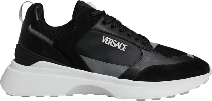 Black Canvas Quad Fabric Medusa Low Top Sneaker Men's Shoes