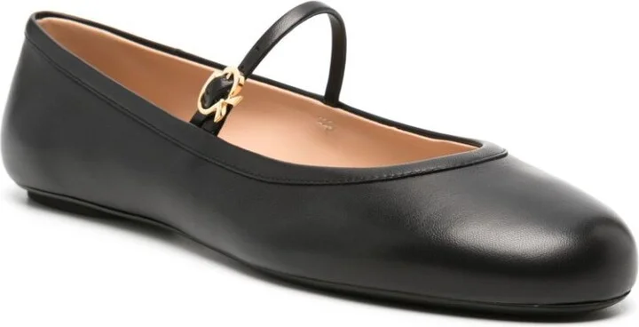 Black Carla Leather Ballet Pumps - Image 2