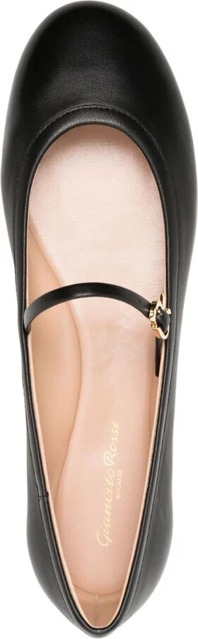 Black Carla Leather Ballet Pumps - Image 4