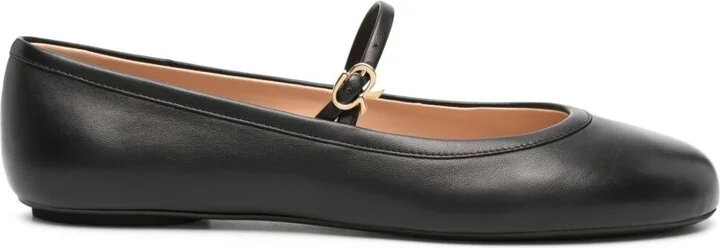 Black Carla Leather Ballet Pumps