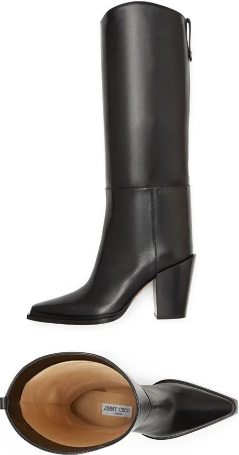 Black Cece 80 Leather Knee-High Boots - Image 4