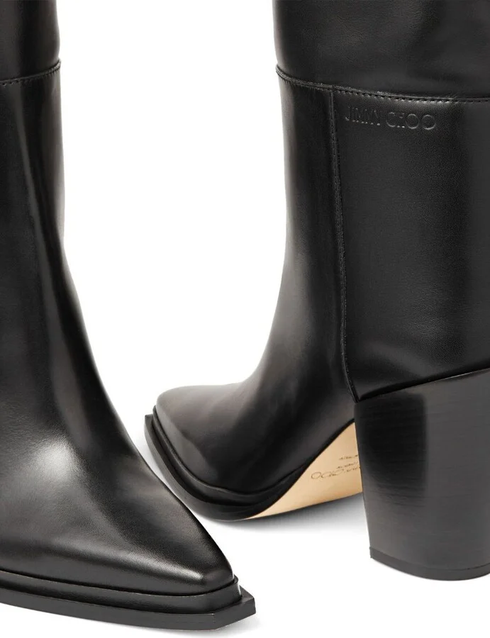 Black Cece 80 Leather Knee-High Boots - Image 5