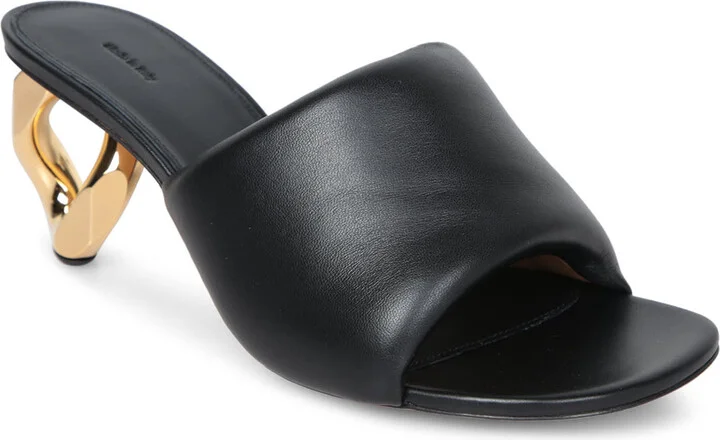 Black Chain Heel Mule Sandals - Image 2