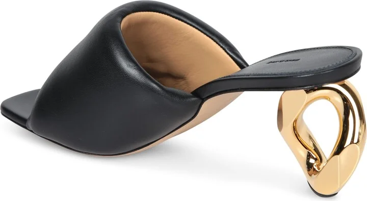 Black Chain Heel Mule Sandals - Image 3