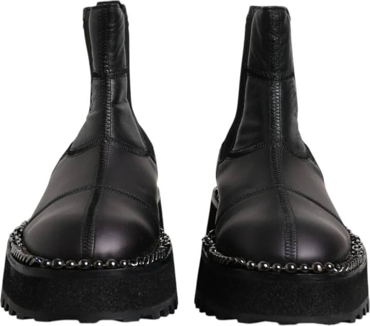 Black Chelsea Boots Leather Slip On Men's Shoes (Pre-Owned) - Image 2