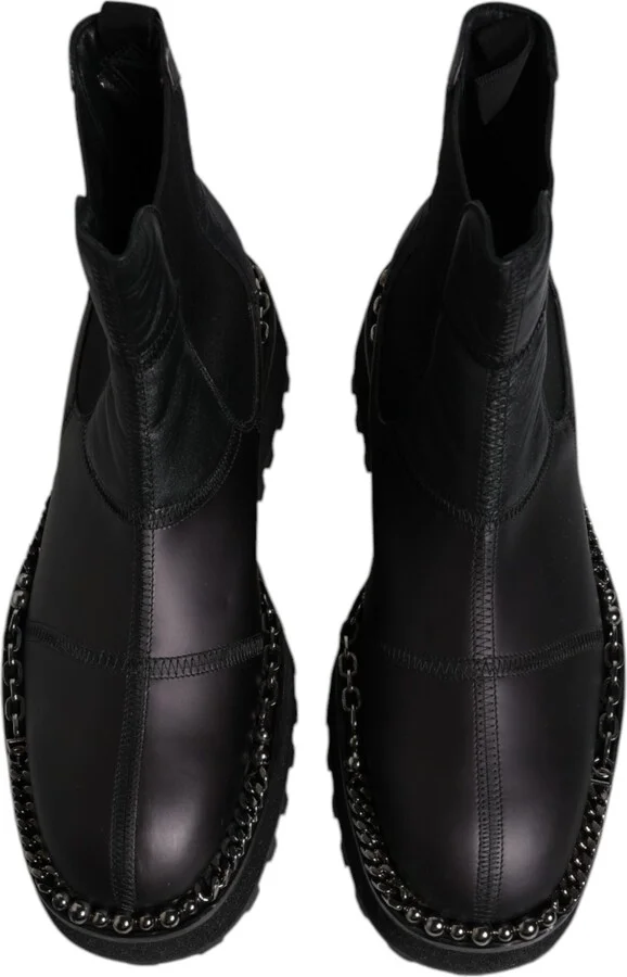 Black Chelsea Boots Leather Slip On Men's Shoes (Pre-Owned) - Image 3
