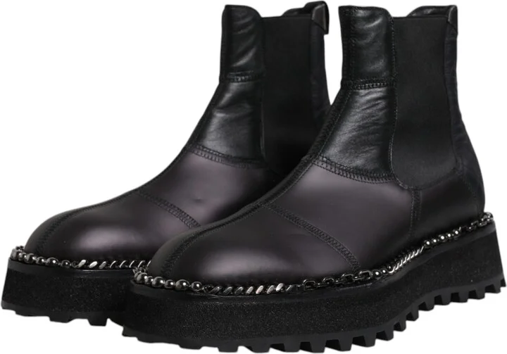 Black Chelsea Boots Leather Slip On Men's Shoes (Pre-Owned) - Image 4
