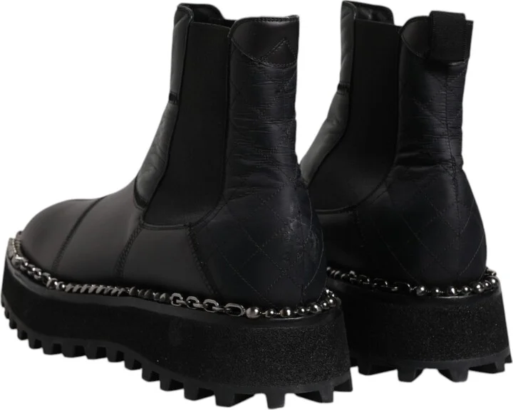 Black Chelsea Boots Leather Slip On Men's Shoes (Pre-Owned) - Image 5