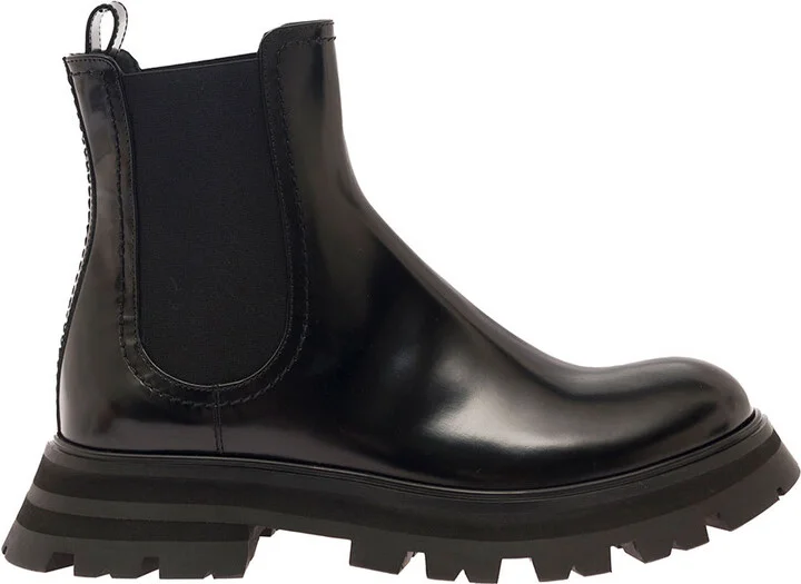Black Chelsea Boots With Elastic Inserts In Smooth Leather Woman