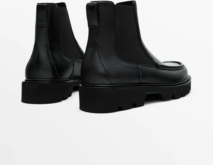 Black Chelsea Boots With Moc Toe Detail - Image 5