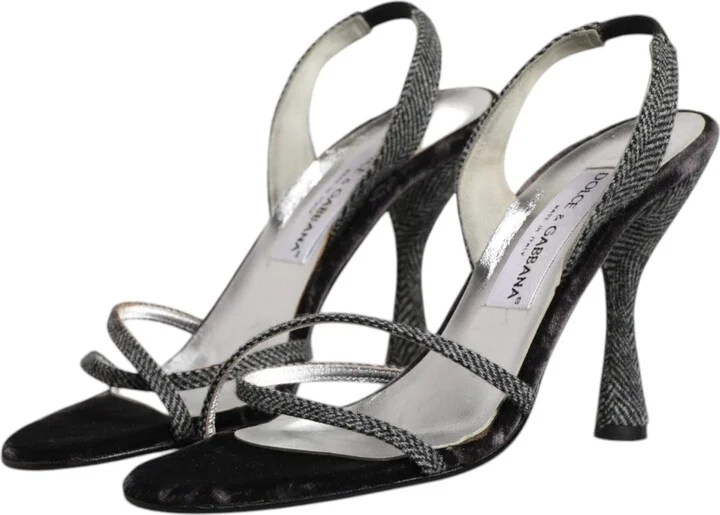 Black Chevron High Heels Sandals Women's Shoes (Pre-Owned) - Image 4
