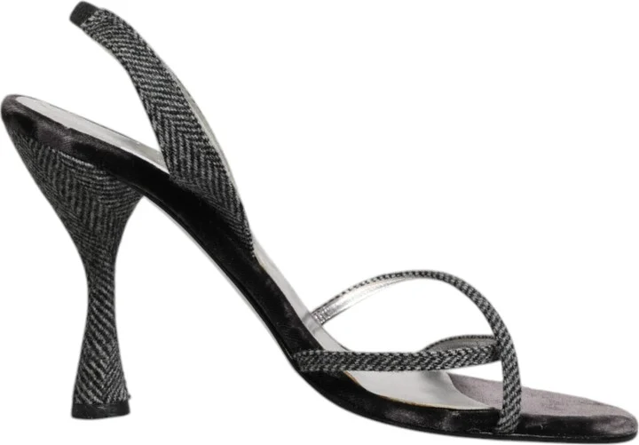 Black Chevron High Heels Sandals Women's Shoes (Pre-Owned)