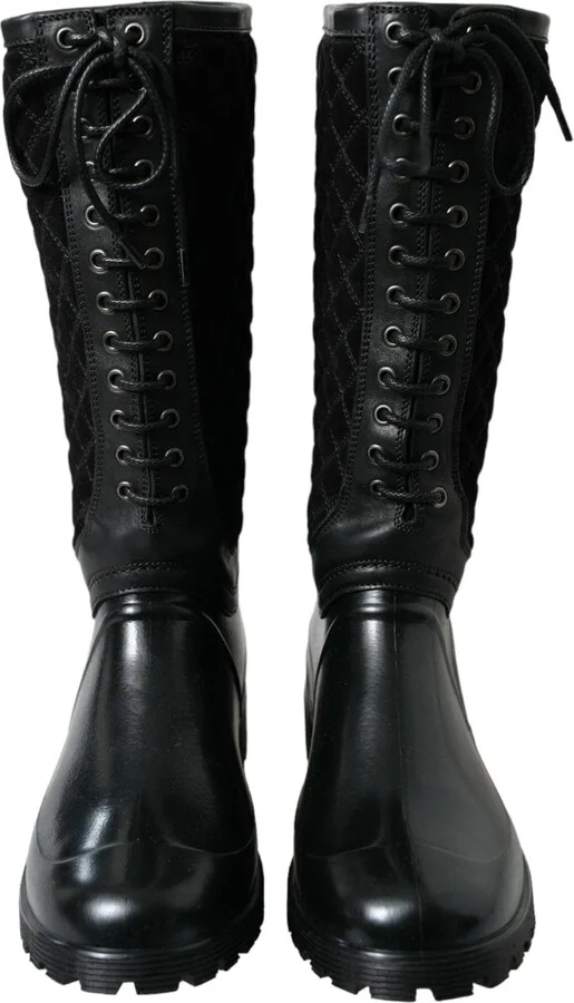 Black Chioggia Rubber Suede Rain Boots Men's Shoes - Image 2