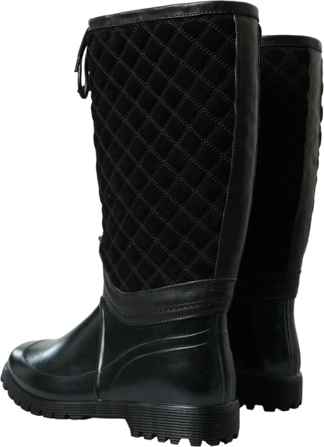 Black Chioggia Rubber Suede Rain Boots Men's Shoes - Image 4