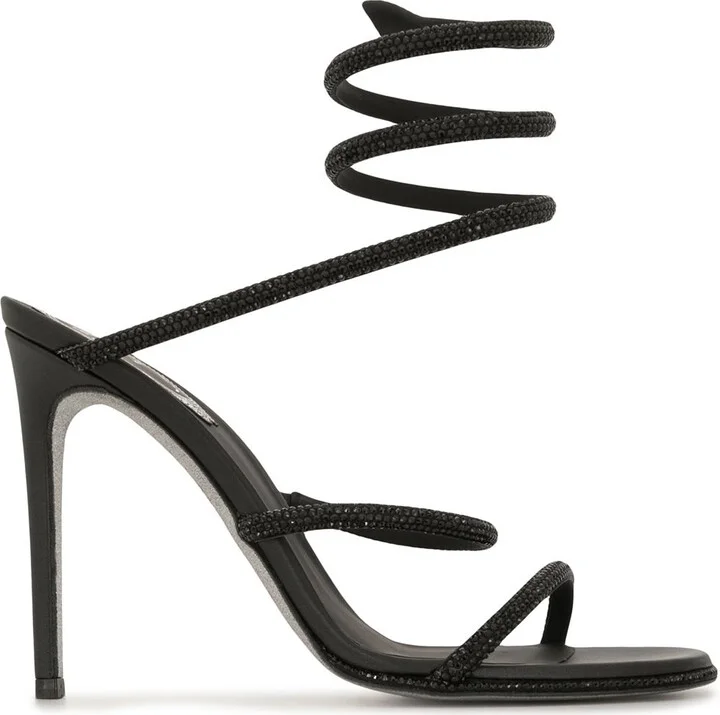Black Cleo Crystal Embellished Sandals