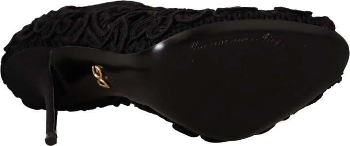 Black Cordonetto Ricamo Pump Open Toe Women's Shoes - Image 6