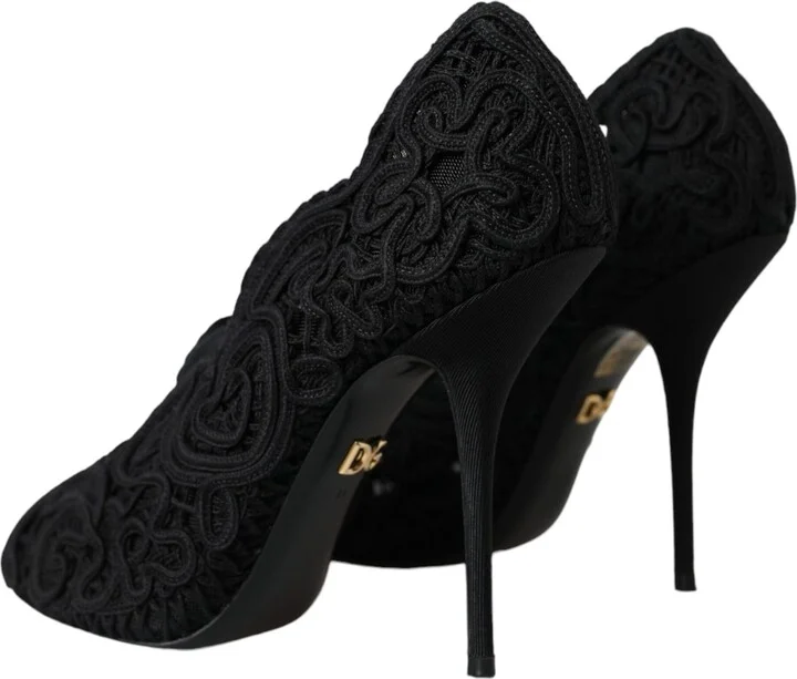 Black Cordonetto Ricamo Pump Open Toe Women's Shoes (Pre-Owned) - Image 4