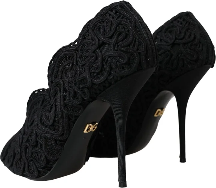 Black Cordonetto Ricamo Pump Open Toe Women's Shoes (Pre-Owned) - Image 4