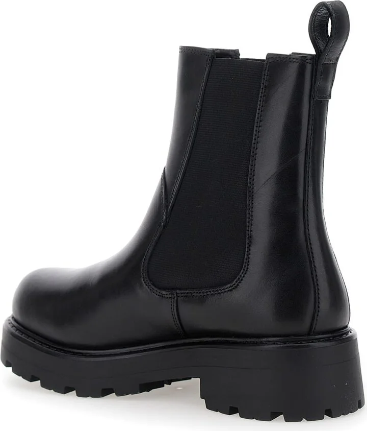 Black Cosmo Ankle Boots With Elasticated Inserts In Leather Woman - Image 3