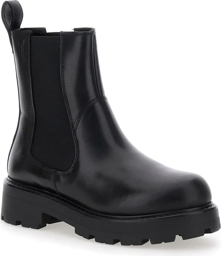Black ‘Cosmo' Ankle Boots With Elasticated Inserts In Leather Woman - Image 2