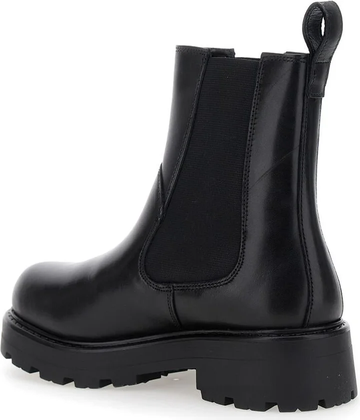 Black ‘Cosmo' Ankle Boots With Elasticated Inserts In Leather Woman - Image 3