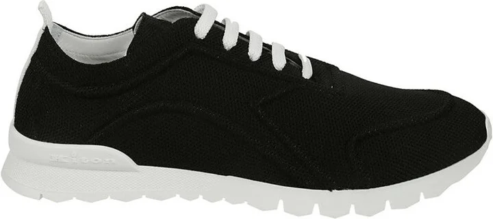 Black Cotton Blend Sneakers With White Detailing