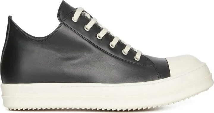 Black/Cream Grain Calf Leather Low Top Sneakers