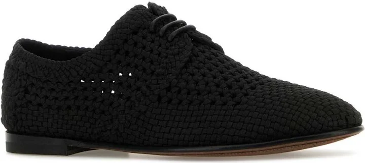 Black Crochet Lace-up Shoes - Image 2