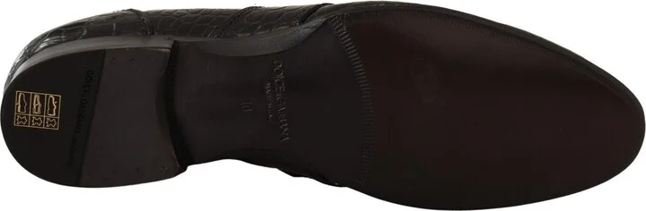 Black Crocodile Leather Slip On Moccasin Men's Shoes - Image 6