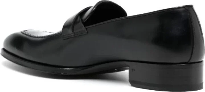 Black Crossover Leather Penny Loafers - Image 3