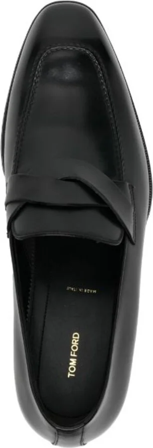Black Crossover Leather Penny Loafers - Image 4
