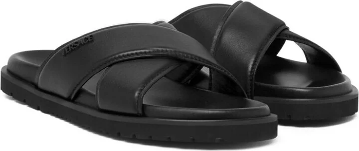 Black Crossover Leather Slides - Image 2