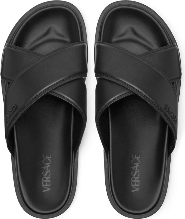 Black Crossover Leather Slides - Image 3