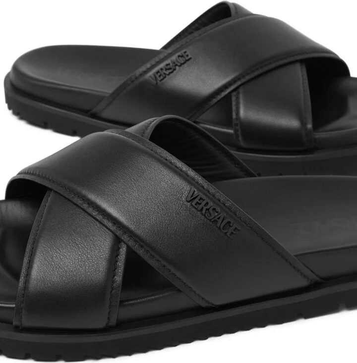 Black Crossover Leather Slides - Image 4