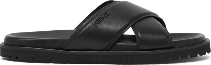 Black Crossover Leather Slides