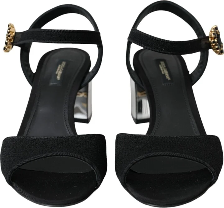 Black Crystal Ankle Strap Keira Sandal Women's Shoes (Pre-Owned) - Image 2