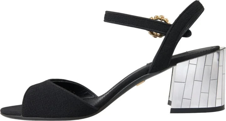 Black Crystal Ankle Strap Keira Sandal Women's Shoes (Pre-Owned) - Image 5