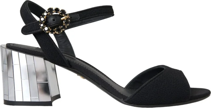 Black Crystal Ankle Strap Keira Sandal Women's Shoes (Pre-Owned)