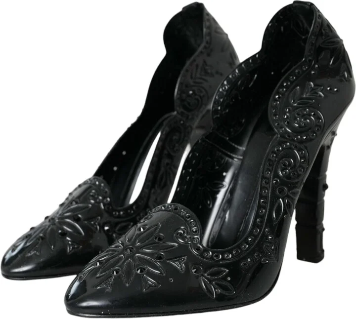 Black Crystal CINDERELLA Heels Pumps Women's Shoes - Image 3