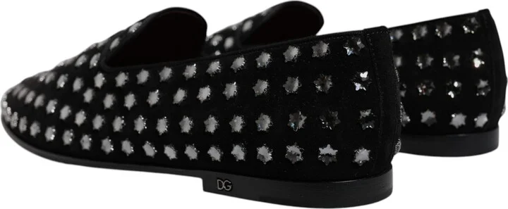 Black Crystal Embellished Loafers Dress Men's Shoes - Image 4