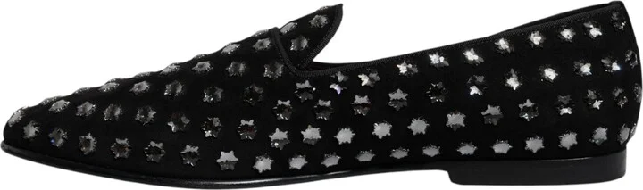 Black Crystal Embellished Loafers Dress Men's Shoes - Image 5