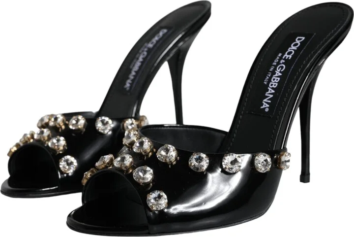 Black Crystal Heels Keira Sandals Women's Shoes - Image 3