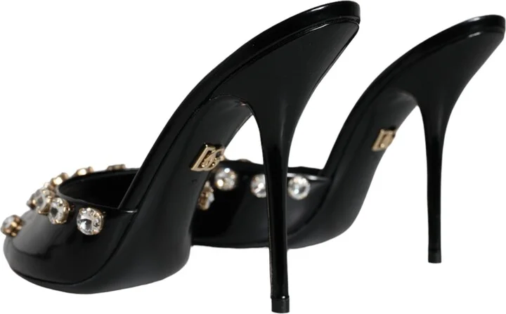Black Crystal Heels Keira Sandals Women's Shoes - Image 4