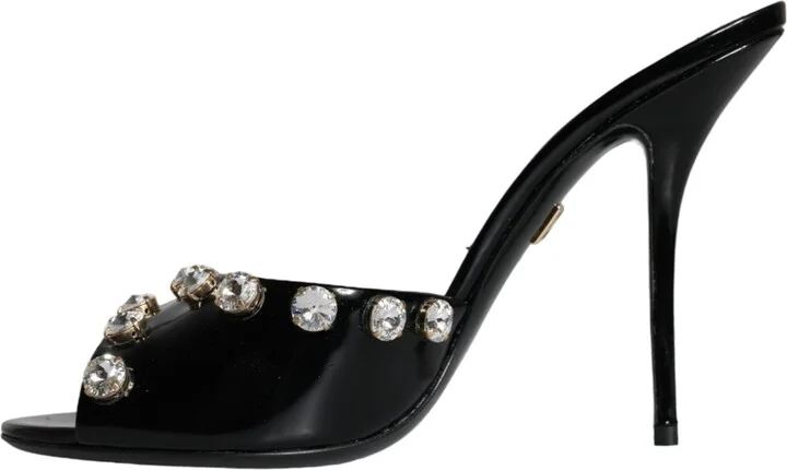 Black Crystal Heels Keira Sandals Women's Shoes - Image 5