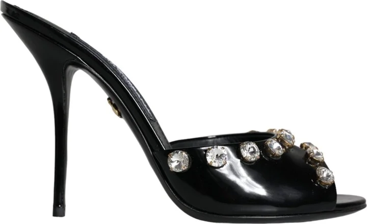 Black Crystal Heels Keira Sandals Women's Shoes