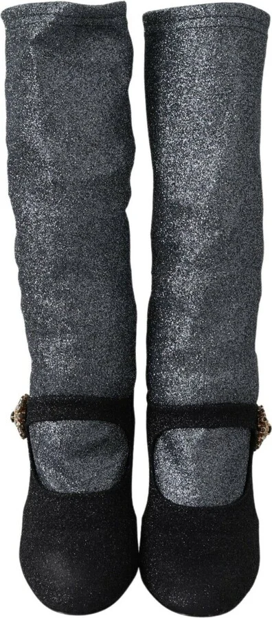 Black Crystal Mary Janes Booties Women's Shoes - Image 2